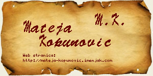 Mateja Kopunović vizit kartica